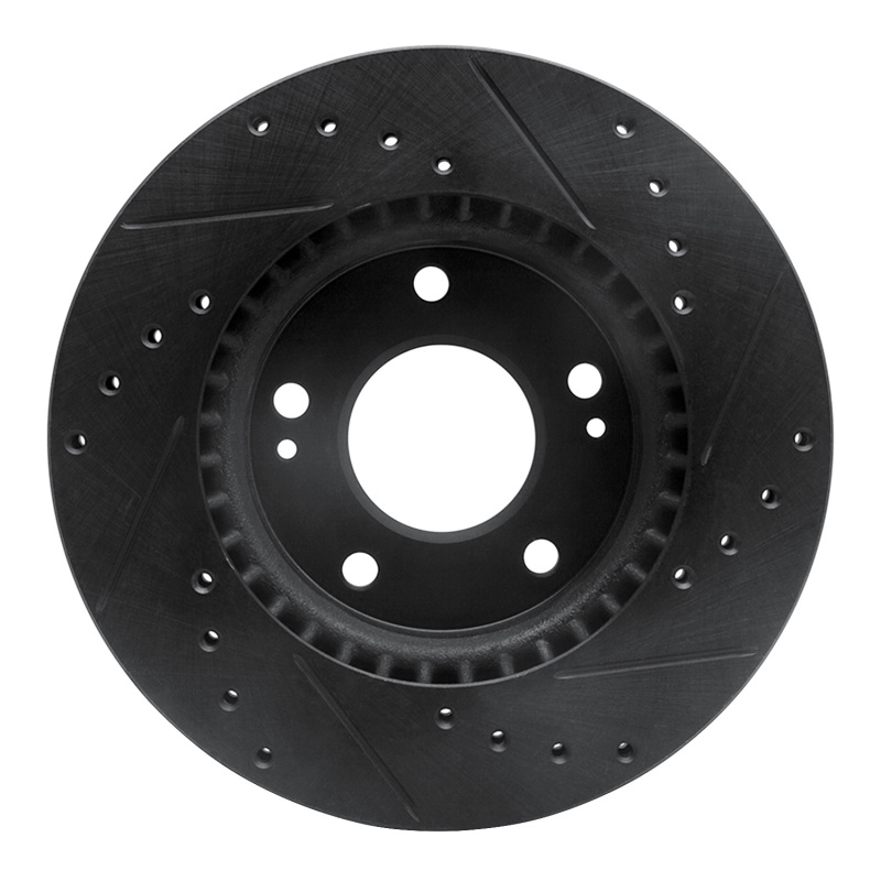 Hyundai Elantra Brake Rotor (1) - Front Left - R1 Concepts - Drilled & Slotted - Black - `07-`10